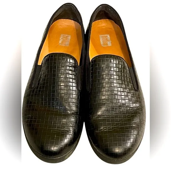 Fitflop black leather loafer womens size 8‎