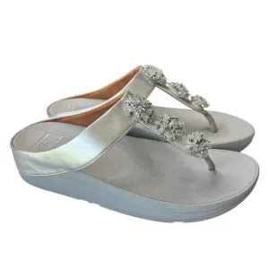 FitFlop Galaxy Thong Sandal Womens Shoe Size 8 Jeweled Metallic Silver Comfort