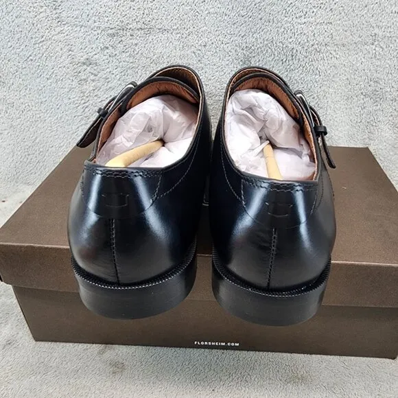 Florsheim Shoes Mens Size 8 EEE Black Leather Single Buckle Monk Strap *NWT*