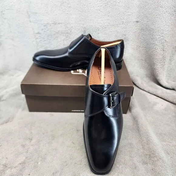 Florsheim Shoes Mens Size 8 EEE Black Leather Single Buckle Monk Strap *NWT*