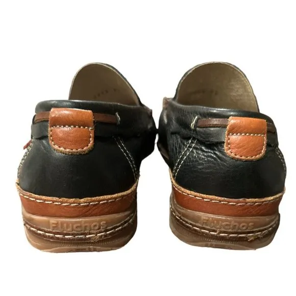 Fluchos Neo Black Brown Leather Slip on‎ Loafers 7882 Men's EU 41 Excellent