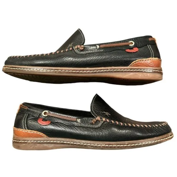 Fluchos Neo Black Brown Leather Slip on‎ Loafers 7882 Men's EU 41 Excellent