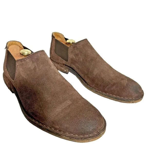 Fly London Mens Brown Suede Chelsea Slip On Loafers Shoes Sz 46 EU, 13 US, 12 UK