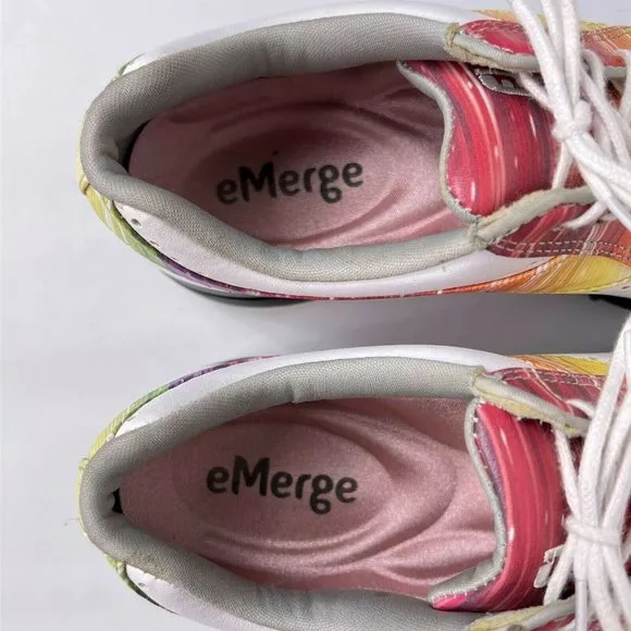 Foot Joy eMerge White Rainbow Leather Lace Up Comfort Womens Golf Shoes Size 7 M