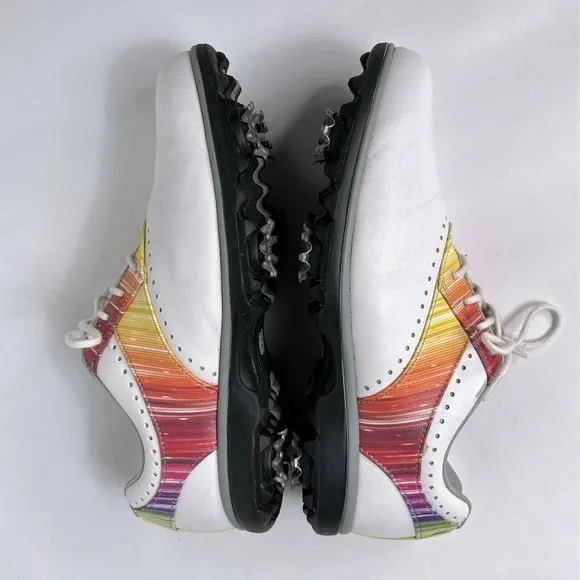 Foot Joy eMerge White Rainbow Leather Lace Up Comfort Womens Golf Shoes Size 7 M