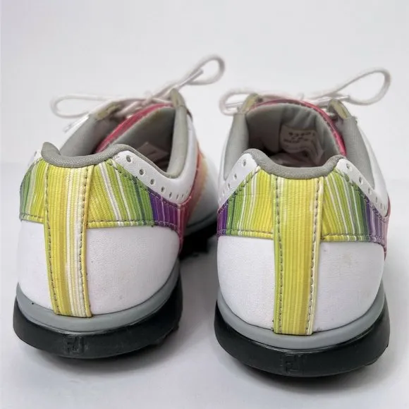 Foot Joy eMerge White Rainbow Leather Lace Up Comfort Womens Golf Shoes Size 7 M