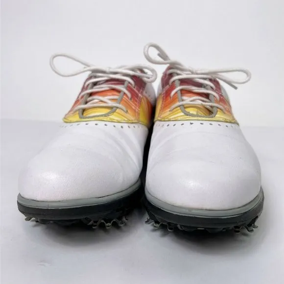 Foot Joy eMerge White Rainbow Leather Lace Up Comfort Womens Golf Shoes Size 7 M