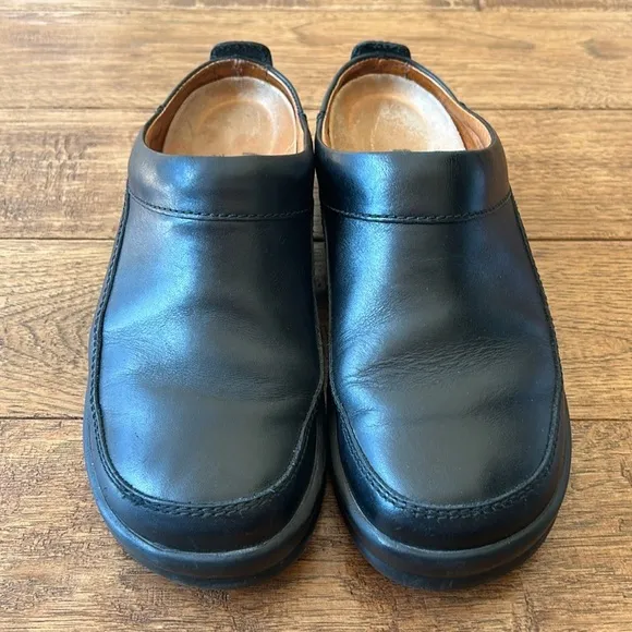 Footprints by Birkenstock Ashby Black Leather Clogs Mules Comfort Shoes Size 37