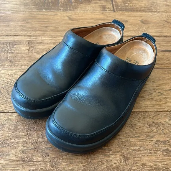 Footprints by Birkenstock Ashby Black Leather Clogs Mules Comfort Shoes Size 37