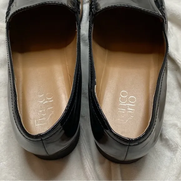 Franco Sarto Black Shiny Patent Leather Cypress Lug Sole Loafers