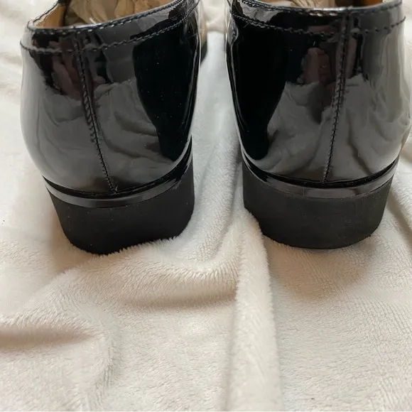 Franco Sarto Black Shiny Patent Leather Cypress Lug Sole Loafers