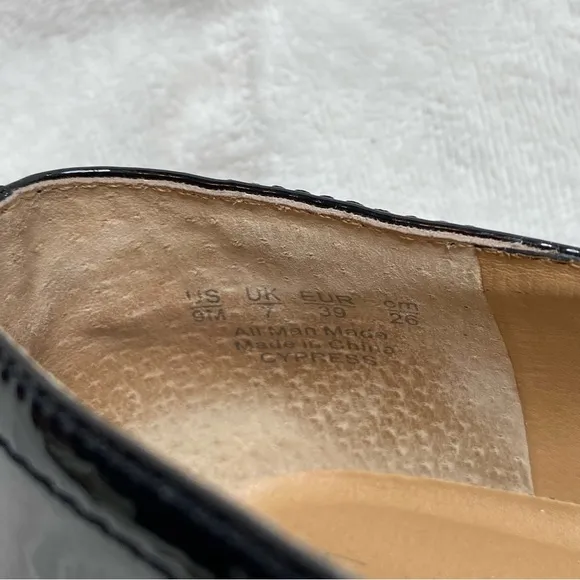 Franco Sarto Black Shiny Patent Leather Cypress Lug Sole Loafers