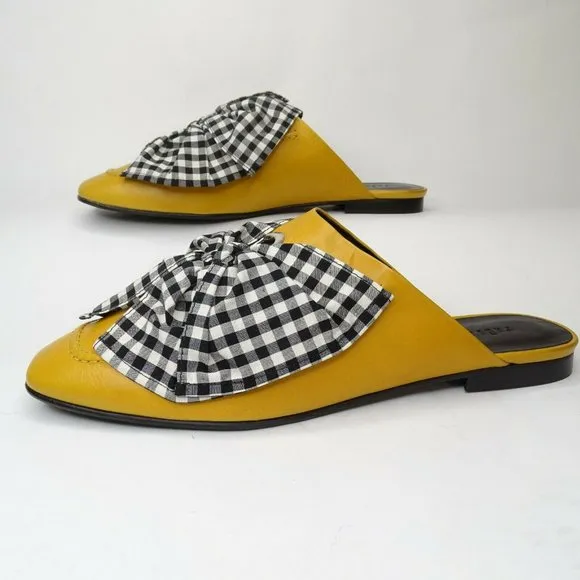 Freda Salvador Ono Gingham Tie Bow Mules DESIGNER