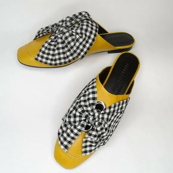 Freda Salvador Ono Gingham Tie Bow Mules DESIGNER