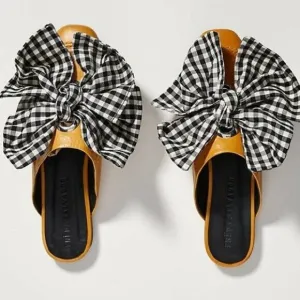 Freda Salvador Ono Gingham Tie Bow Mules DESIGNER