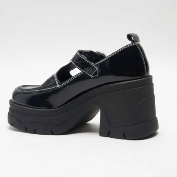 FREE PEOPLE Mayla NEW in BOX Black Patent Mary Jane T Strap Platform Shoes
