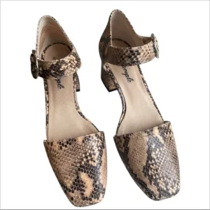 Free people Snakeskin square toe ankle strap block heel Women's Shoes 39 US 8.5