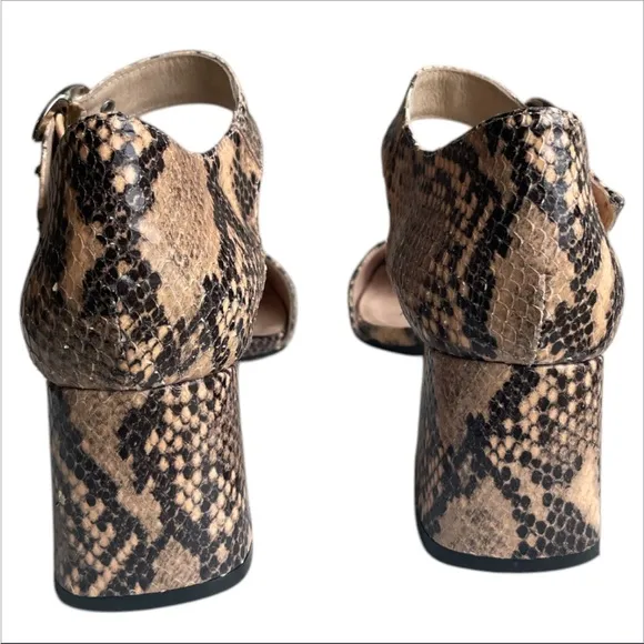 Free people Snakeskin square toe ankle strap block heel Women's Shoes 39 US 8.5