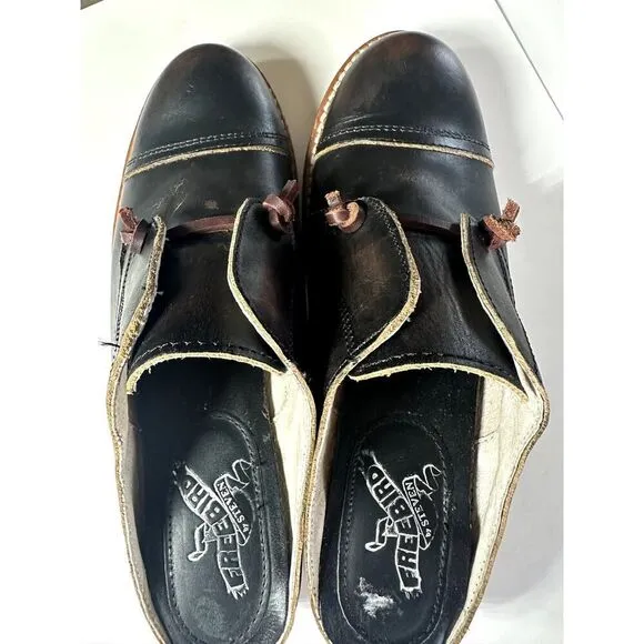 FREEBIRD Women's Malena Leather Distressed Oxford Slip On Mule Shoes Brown 7