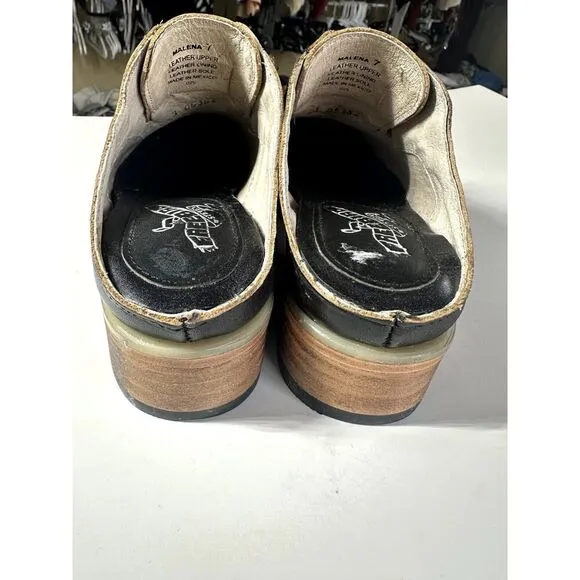 FREEBIRD Women's Malena Leather Distressed Oxford Slip On Mule Shoes Brown 7
