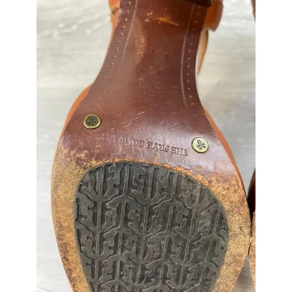 Frye Andie  T-Strap Women's Brown Leather Ankle Strap Buckle Mary Jane Pump 8.5