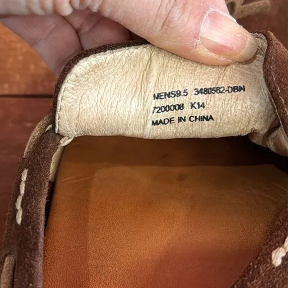 FRYE Men's Harris Tie Slip-On Brown Suede  Loafer driver size 9.5