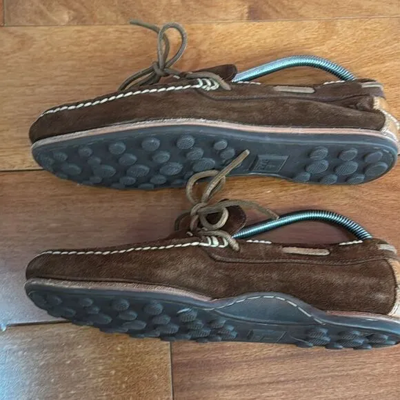 FRYE Men's Harris Tie Slip-On Brown Suede  Loafer driver size 9.5