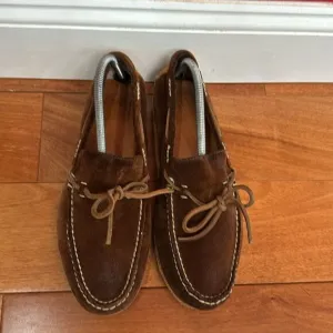 FRYE Men's Harris Tie Slip-On Brown Suede  Loafer driver size 9.5