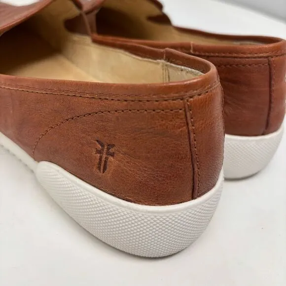 Frye Mia‎ Women's 8 Slip On Brown Cognac Leather Sneaker Loafer Casual Shoe