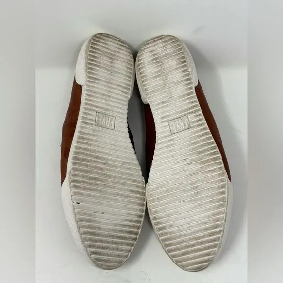 Frye Mia‎ Women's 8 Slip On Brown Cognac Leather Sneaker Loafer Casual Shoe