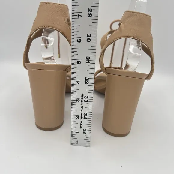 GB Gianni Bini Open Toe Heels Women 9.5 Beige Tan Leather Ankle Strap