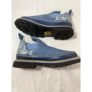Georgia Giant Shoes Womens 6 Boots Romeo Leather Blue Casual Pull On Embroidered