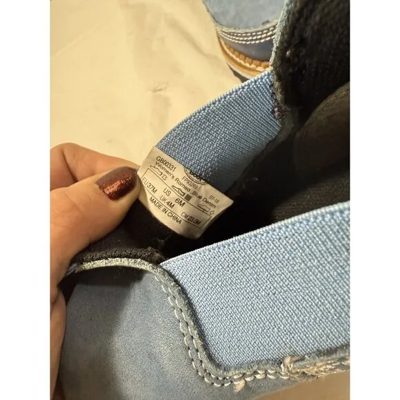 Georgia Giant Shoes Womens 6 Boots Romeo Leather Blue Casual Pull On Embroidered