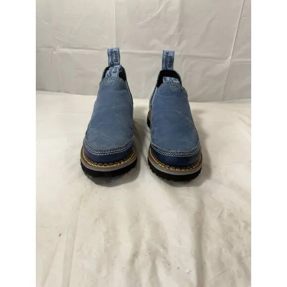 Georgia Giant Shoes Womens 6 Boots Romeo Leather Blue Casual Pull On Embroidered
