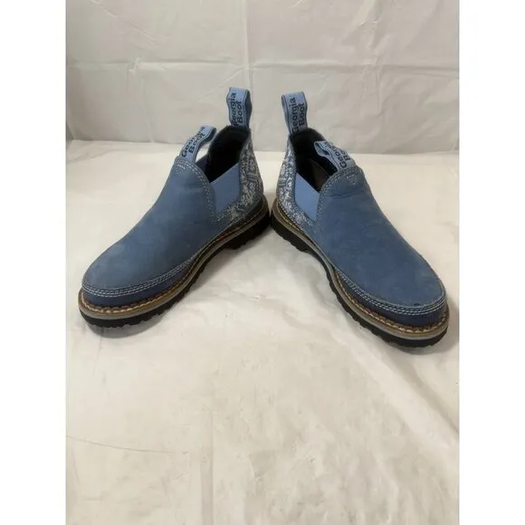 Georgia Giant Shoes Womens 6 Boots Romeo Leather Blue Casual Pull On Embroidered