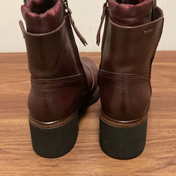 Geox Aminta Amphibiox Waterproof Ankle Boots in Burgundy Leather. Size 35/5.