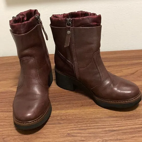 Geox Aminta Amphibiox Waterproof Ankle Boots in Burgundy Leather. Size 35/5.