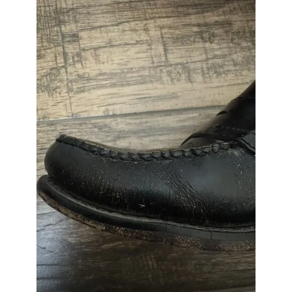 G.H. Bass Weejuns Men’s 7D Logan Flat‎ Strap Black Penny Loafer Leather Shoe