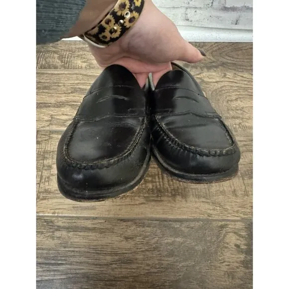 G.H. Bass Weejuns Men’s 7D Logan Flat‎ Strap Black Penny Loafer Leather Shoe