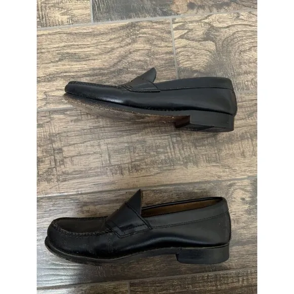 G.H. Bass Weejuns Men’s 7D Logan Flat‎ Strap Black Penny Loafer Leather Shoe