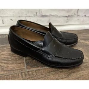 G.H. Bass Weejuns Men’s 7D Logan Flat‎ Strap Black Penny Loafer Leather Shoe