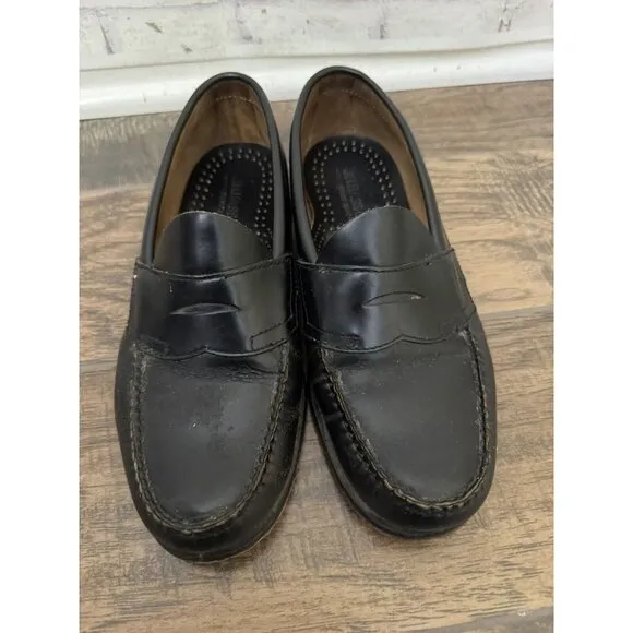 G.H. Bass Weejuns Men’s 7D Logan Flat‎ Strap Black Penny Loafer Leather Shoe