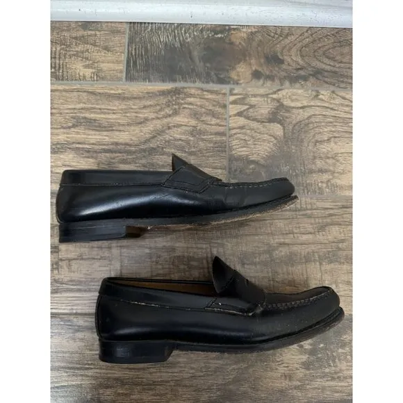 G.H. Bass Weejuns Men’s 7D Logan Flat‎ Strap Black Penny Loafer Leather Shoe