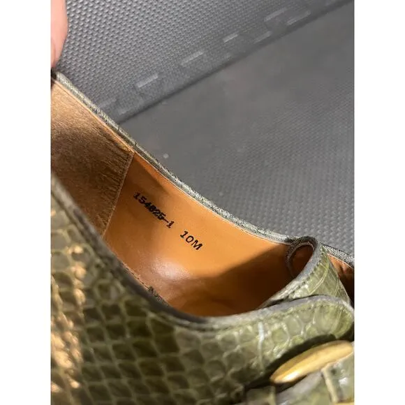 Giorgio Brutini Mens Rare Green Genuine Snake Skin Shoes Strap Square Toe 10M