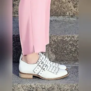 Girotti Monk strap white loafer shoes