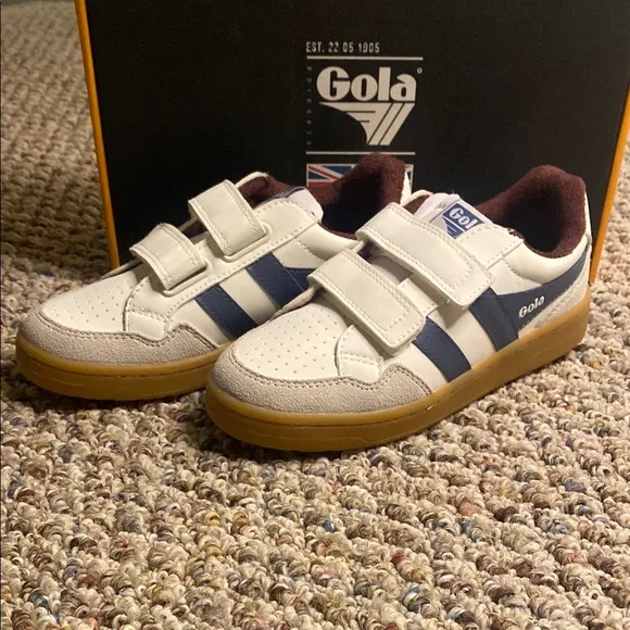 Gola Kids White and Blue Sneakers