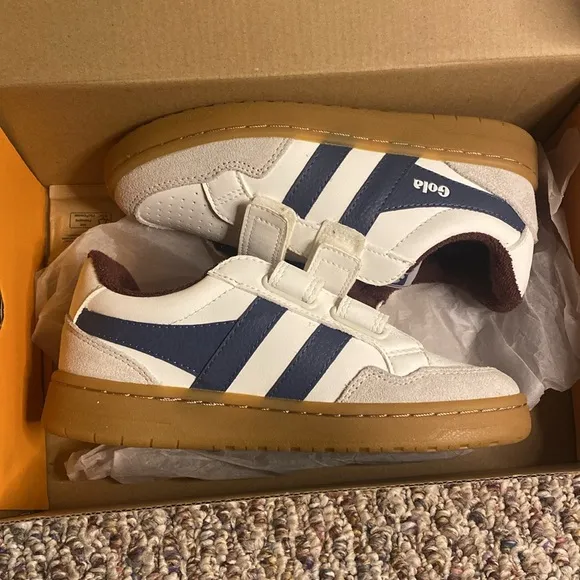Gola Kids White and Blue Sneakers