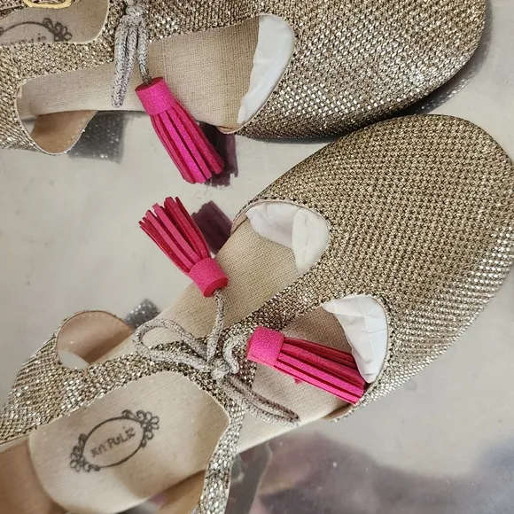 Gold and Pink Joyfolie Shoes with Tassels