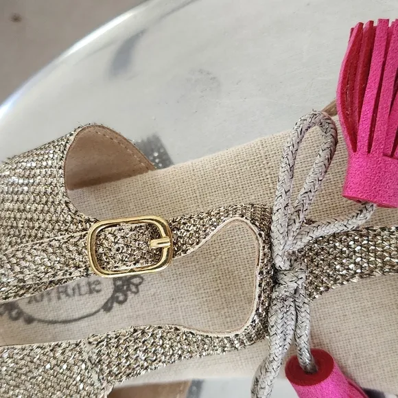 Gold and Pink Joyfolie Shoes with Tassels