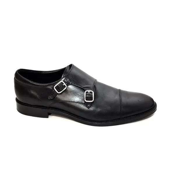 Gordon Rush Preston Black Leather Monk Strap Shoes